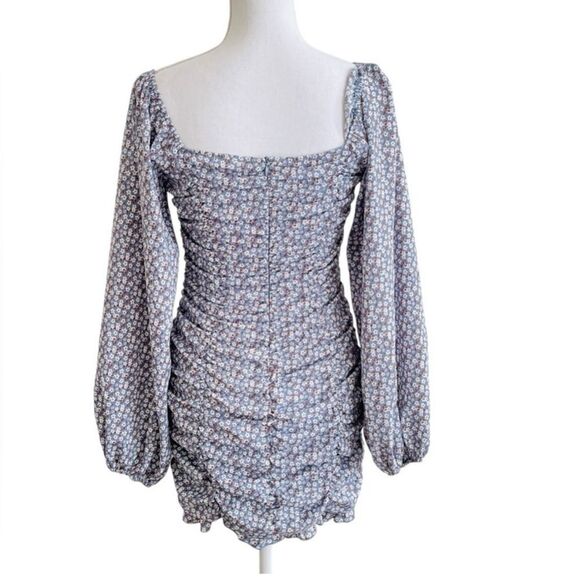 Mable Women Sm Milkmaid Mini Dress Ruching Lace Up Bodycon Long‎ Sleeves - Picture 3 of 8